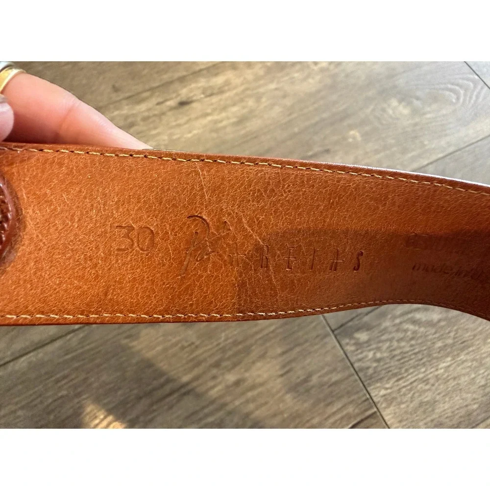 Bari Reias Vintage Genuine Lizard Leather Western‎ Belt Cognac Brown Size 30 USA
